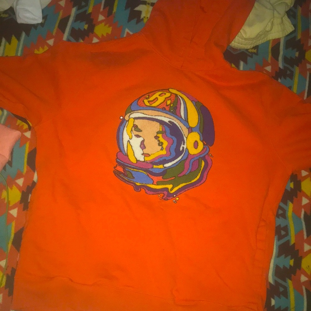 Billionaire boys club hoodie . all orange with stitched logo , perfect condition